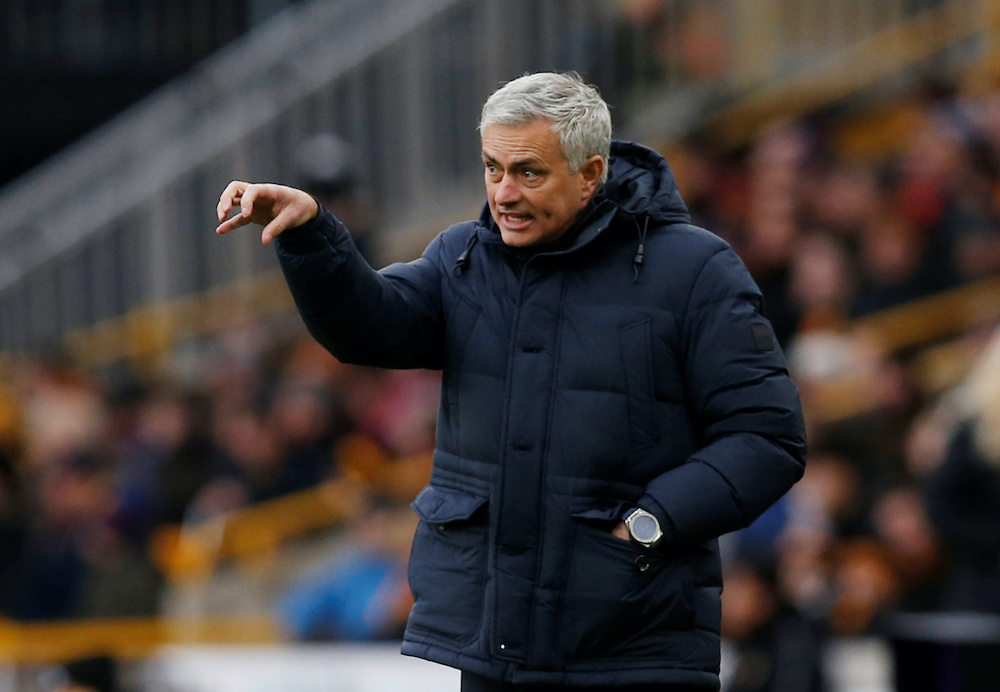 Tottenham Hotspur manager Jose Mourinho at the match against Wolverhampton Wanderers at the Molineux Stadium in Wolverhampton, December 21, 2019. u00e2u20acu2022 Reuters picnnn