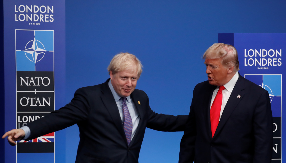 Britainu00e2u20acu2122s Prime Minister Boris Johnson welcomes US President Donald Trump at the Nato leaders summit in Watford, Britain December 4, 2019. u00e2u20acu201d Reuters pic 