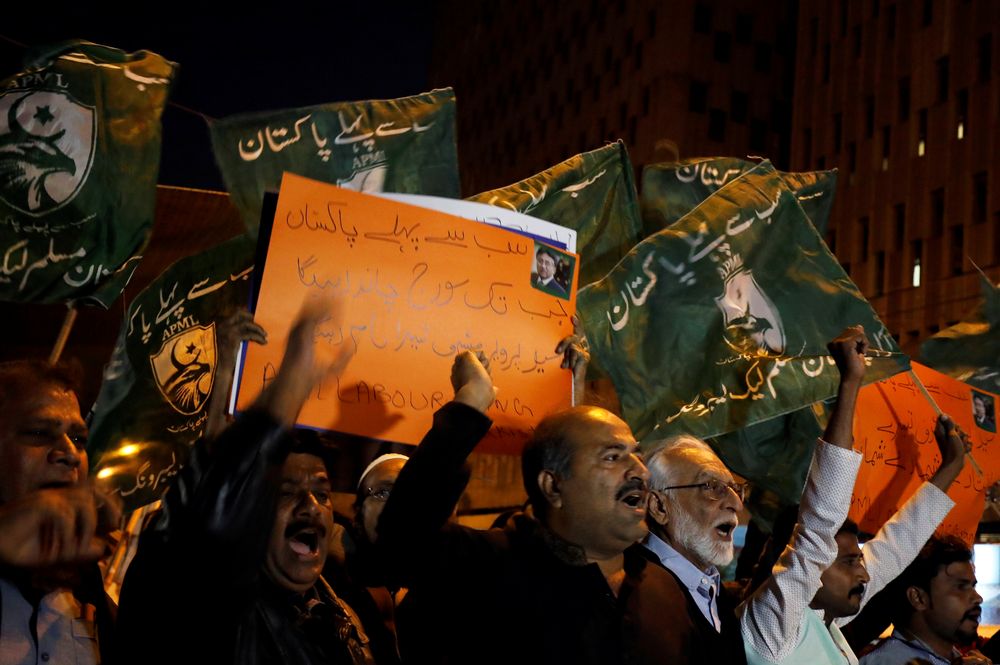 Supporters of Pervez Musharraf chant slogans after Pakistani court sentenced former military ruler Pervez Musharraf to death on charges of high treason and subverting the constitution, during a protest in Karachi, December 17, 2019. u00e2u20acu201d Reuters pic