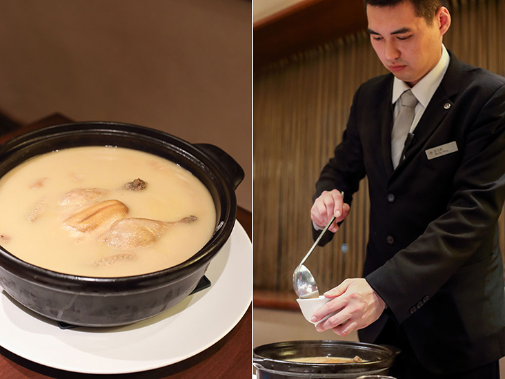Decadent comfort: Chicken and Jin-hwa Ham Soup, simmered over 12 hours in a clay pot.