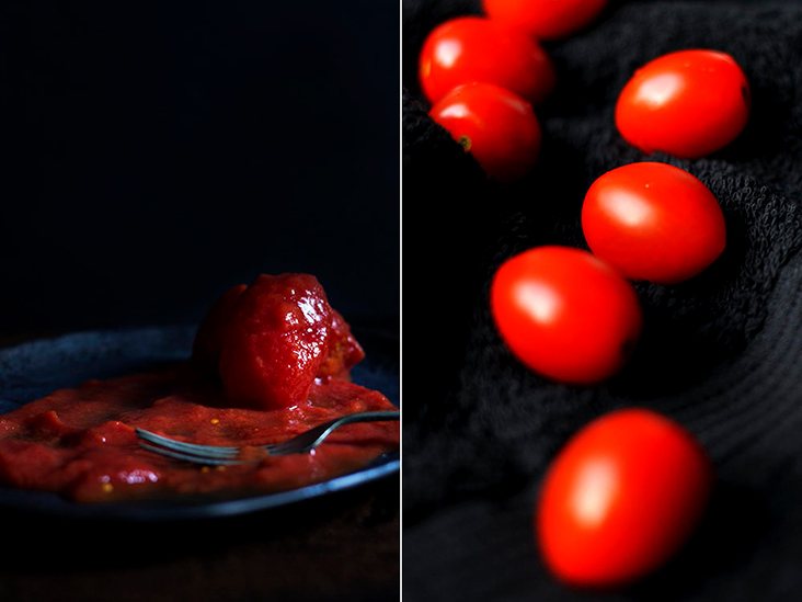 Twice as good: Use both canned whole tomatoes (left) and fresh cherry tomatoes (right)