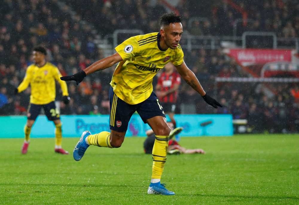 Arsenal's Pierre-Emerick Aubameyang celebrates after scoring a goal against Bournemouth December 27, 2019. u00e2u20acu2022 Reuters pic