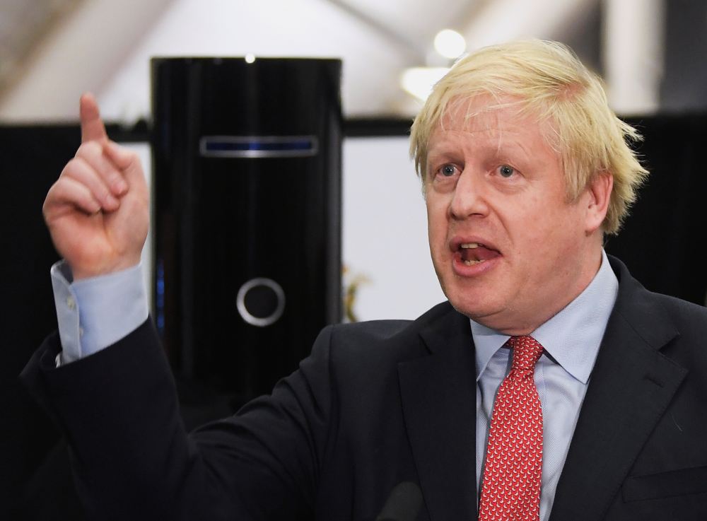 Conservatives' British Prime Minister Boris Johnson gestures while speaking after winning his seat at the counting centre in Britain's general election in Uxbridge, Britain, December 13, 2019. u00e2u20acu2022 Reuters pic