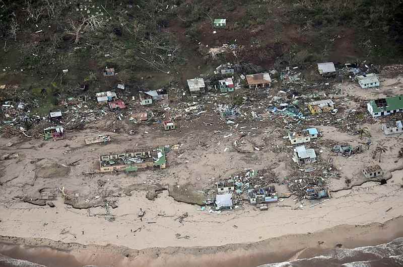 Damage around Tavua on the main Fijian island of Viti Levu after Cyclone Winston struck in 2016, killing 44 people. u00e2u20acu201d AFP pic