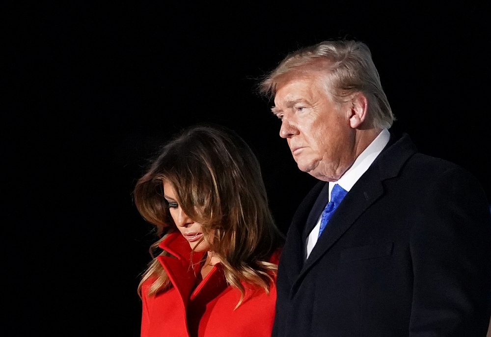US President Donald Trump and first lady Melania arrive at Stansted Airport, ahead of the Nato summit, in Stansted, Britain December 2, 2019.  u00e2u20acu201d Reuters pic