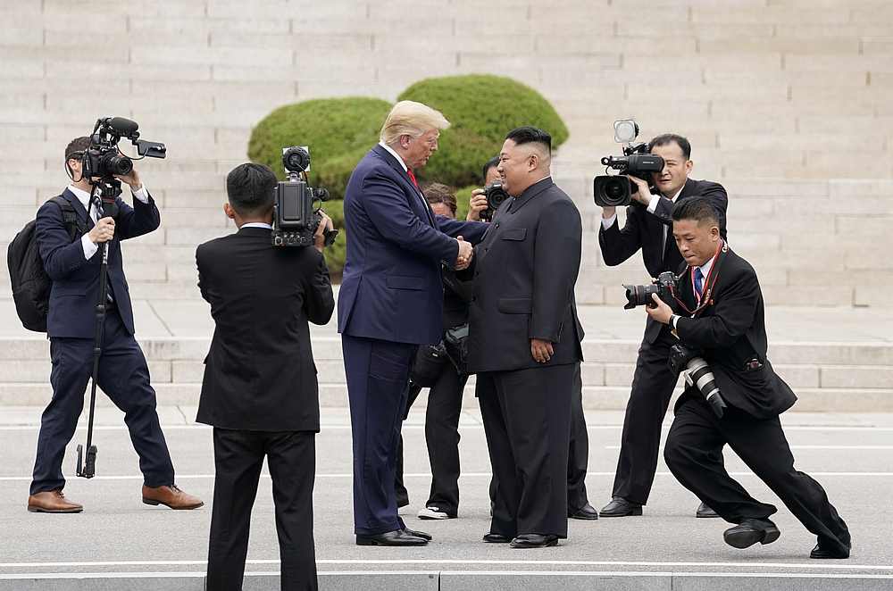 US President Donald Trump meets with North Korean leader Kim Jong-un at the demilitarized zone separating the two Koreas, in Panmunjom, South Korea June 30, 2019. u00e2u20acu201d Reuters pic
