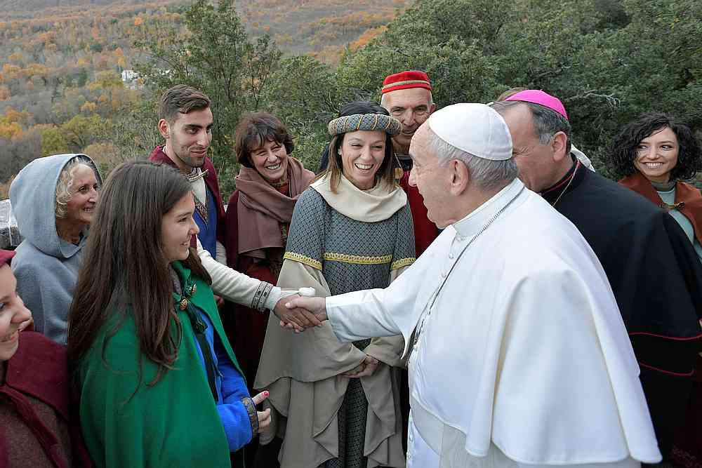 Pope Francis visits the nativity scene of Greccio, where the first nativity scene was assembled by St Francis of Assisi in 1223, in Greccio, Italy, December 1, 2019. u00e2u20acu201d Vatican Media handout via Reuters