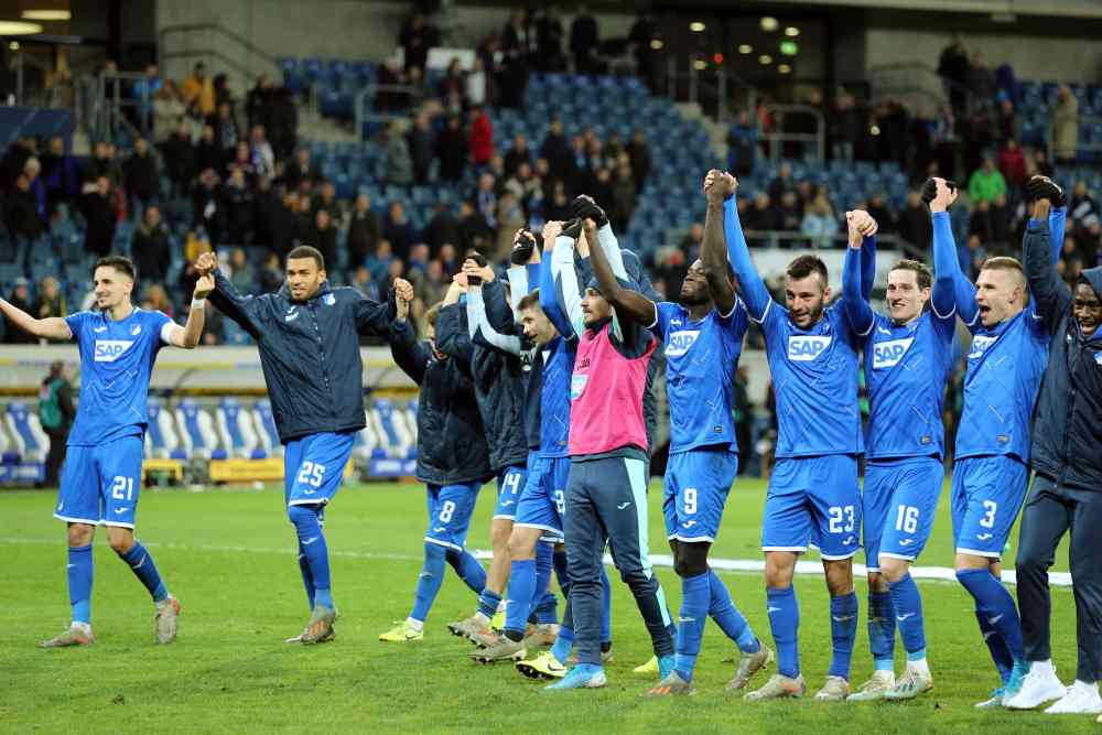 TSG 1899 Hoffenheim players celebrate after the match against Borussia Dortmund December 21, 2019. u00e2u20acu2022 Reuters pic