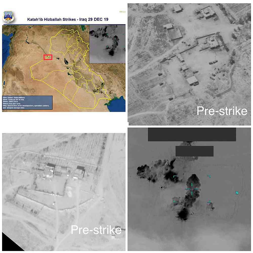 Combination of images depicts what the US military says are bases of the Kataib Hezbollah militia group that were struck by US forces in Iraq December 29, 2019. u00e2u20acu201d US Department of Defence handout via Reuters