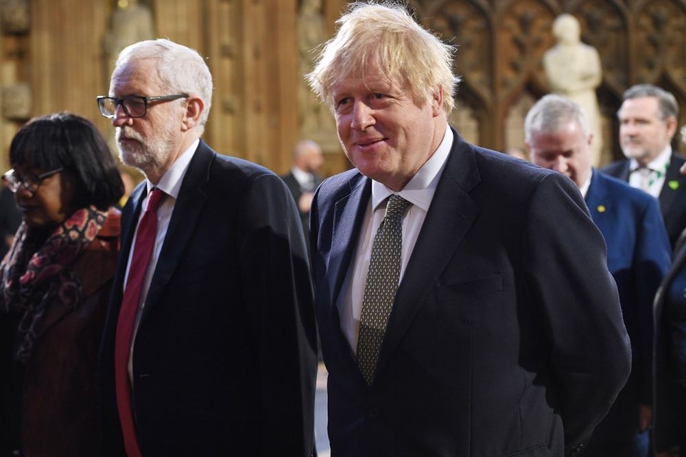 A handout photograph taken and released by the UK Parliament on December 19, 2019, shows Britainu00e2u20acu2122s Prime Minister Boris Johnson (right) and Britainu00e2u20acu2122s main opposition Labour Party leader Jeremy Corbyn during the State Opening of Parliament. u00e2u20acu201d AFP pic