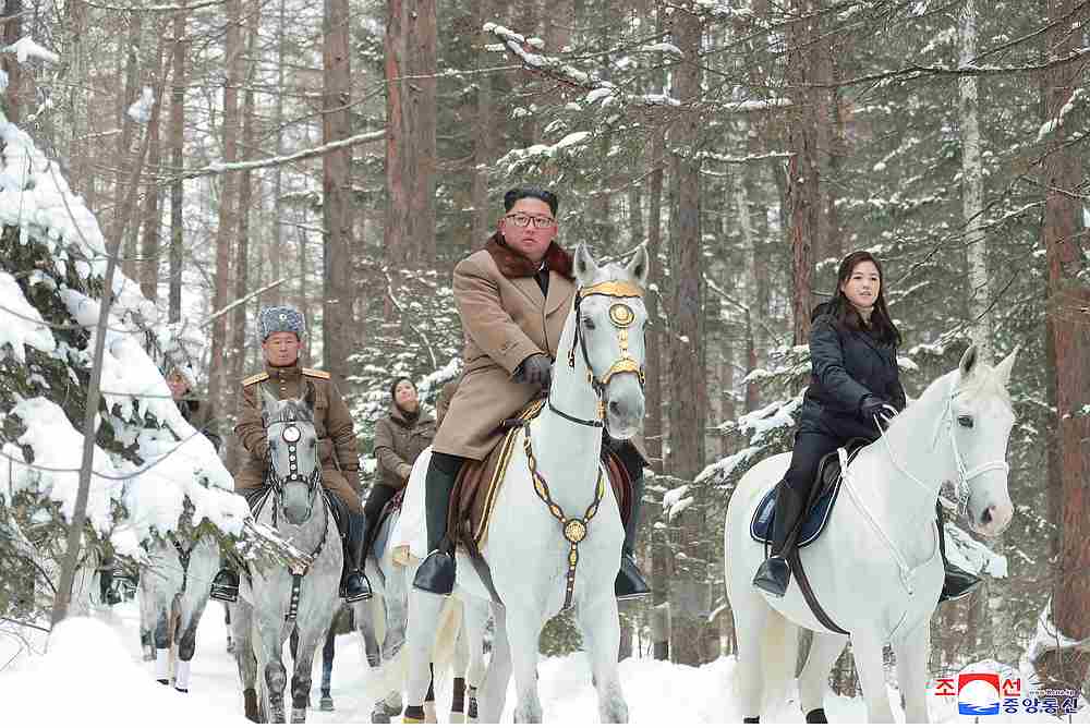 North Korean leader Kim Jong-un rides a horse as he visits battle sites in areas of Mt Paektu, Ryanggang, North Korea, in this undated picture released December 4, 2019. u00e2u20acu201d KCNA pic via Reuters