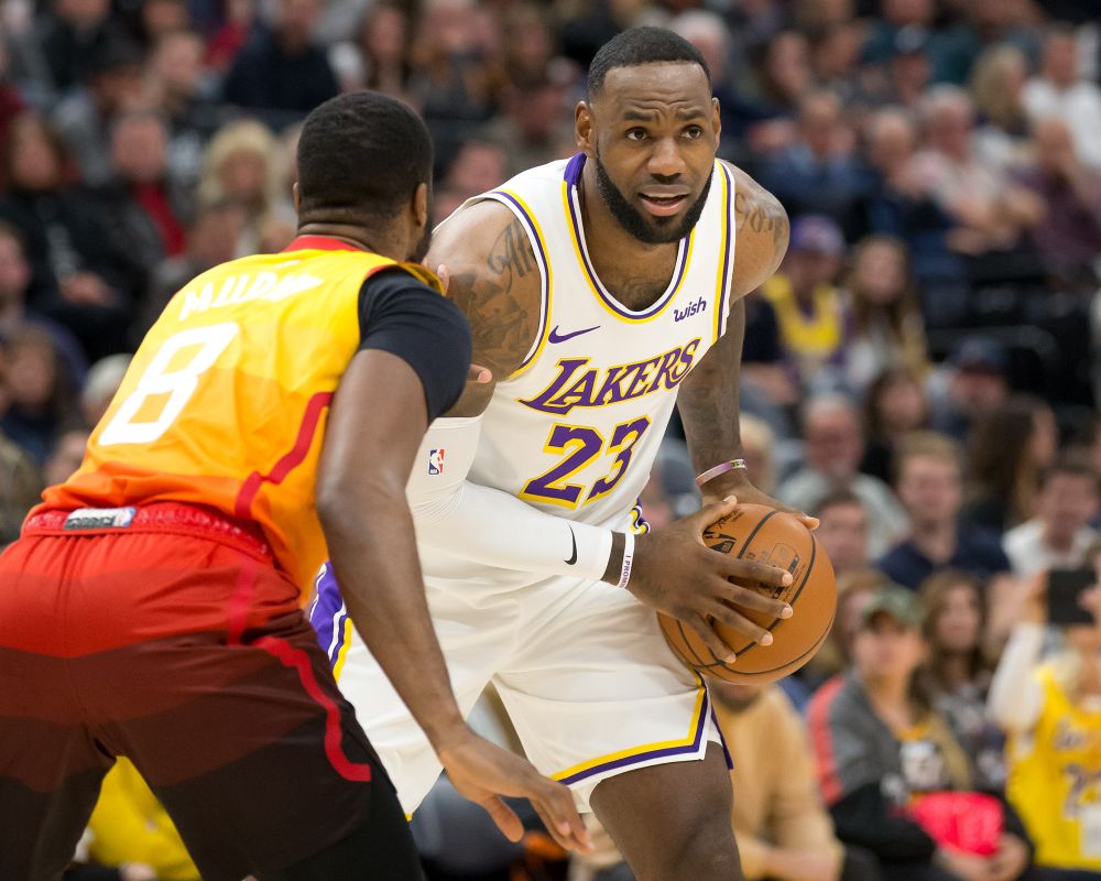 Utah Jazz guard Emmanuel Mudiay (8) defends against Los Angeles Lakers forward LeBron James (23) during the first half at Vivint Smart Home Arena. u00e2u20acu201d Reuters pic