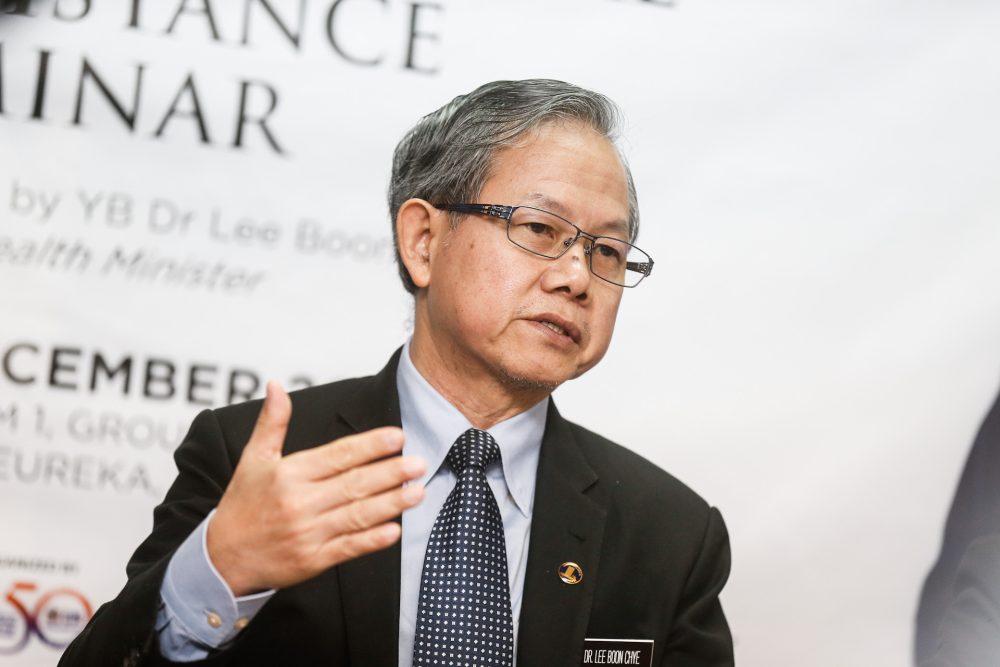 Deputy Health Minister Dr Lee Boon Chye speaks to reporters after officiating the Antimicrobial Conference and Workshop at Universiti Sains Malaysia, Penang December 20, 2019. u00e2u20acu2022 Picture by Sayuti Zainudin