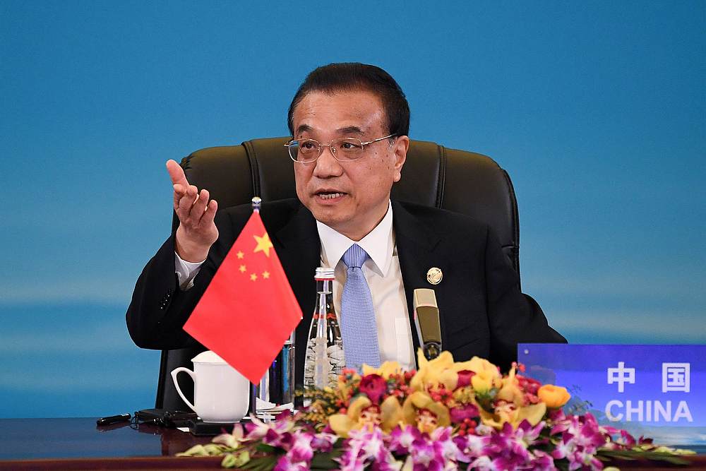 China's Premier Li Keqiang speaks at the 8th trilateral leaders' meeting between China, South Korea and Japan in Chengdu, Sichuan province December 24, 2019. u00e2u20acu201d Wang Zhao/Pool pic via Reuters