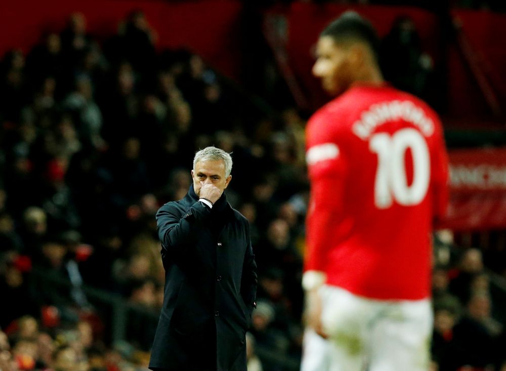 Tottenham Hotspur manager Jose Mourinho reacts during the match against Manchester United. u00e2u20acu201d Reuters picnn