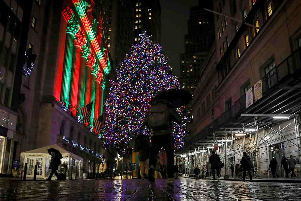 A Christmas tree is seen outside the New York Stock Exchange (NYSE) December 17, 2019. u00e2u20acu201d Reuters pic