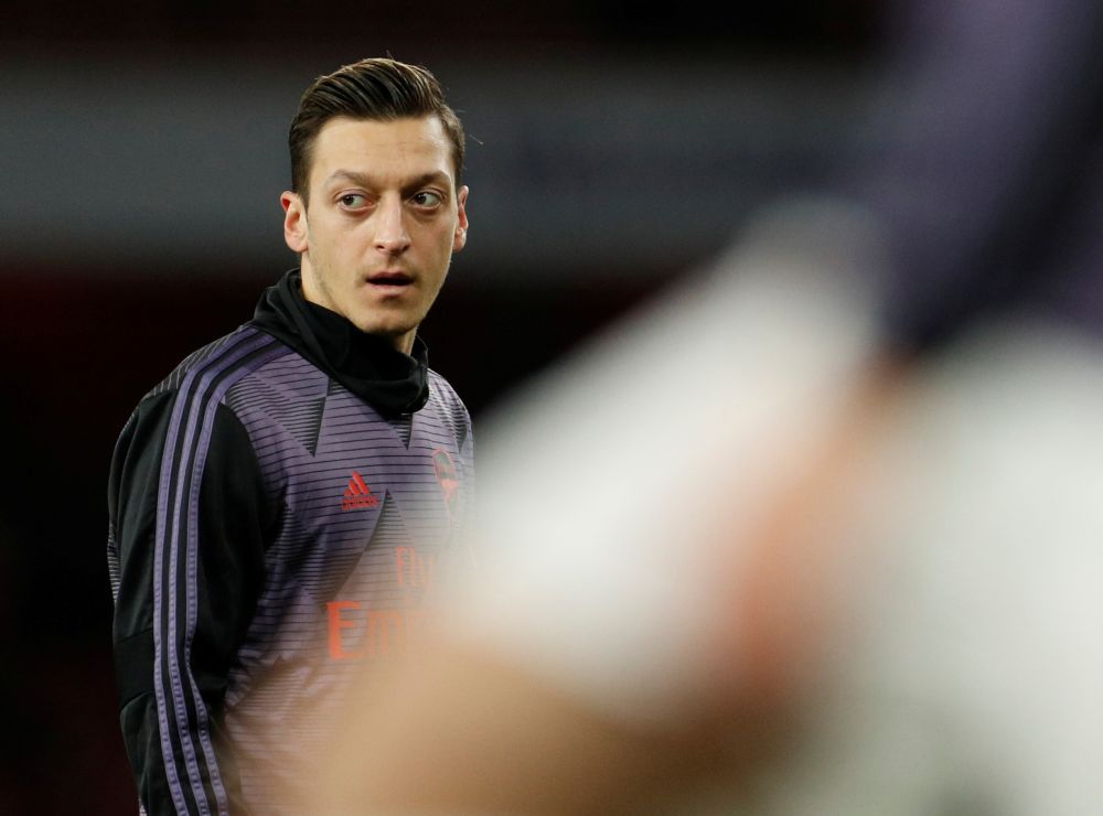 Arsenalu00e2u20acu2122s Mesut Ozil during the warm up before the match against Manchester City at the Emirates Stadium in London December 15, 2019. u00e2u20acu201d Reuters pic