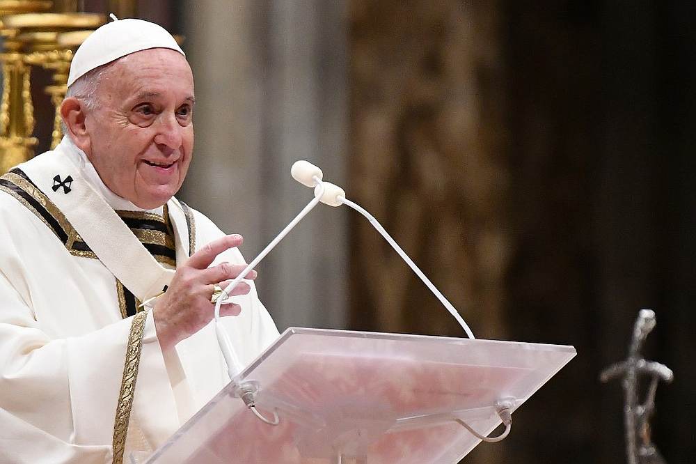 Pope Francis leads a Christmas Eve mass in St Peter's Basilica to mark the nativity of Jesus Christ at the Vatican December 24, 2019. u00e2u20acu201d AFP pic