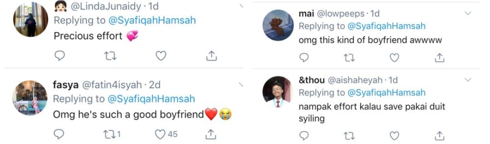 Social media users praise Amirul for his effort. ― Screengrab via Twitter/@SyafiqahHamsah