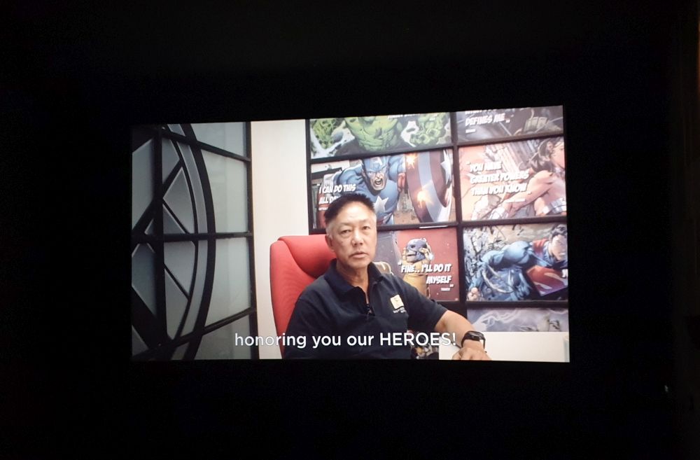 Redberry Media Group chief executive officer Tho Tuck Woh thanking the clients in a special video presentation in the theatre. — Picture by Milad Hassandarvish