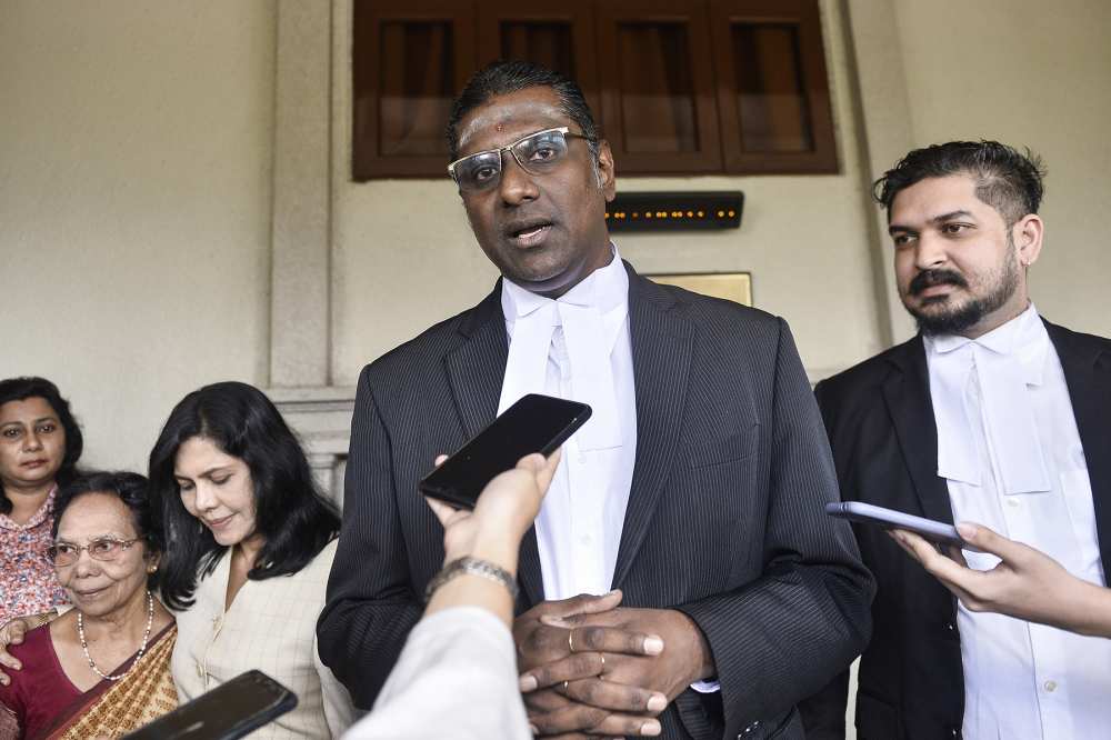 Lawyer RSN Rayer speaks to reporters outside the Kuala Lumpur High Court December 17, 2019. 