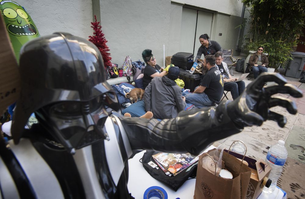 Star Wars fans wait outside the TCL Chinese Theater one week before the release of u00e2u20acu02dcStar Wars: The Rise of Skywalkeru00e2u20acu2122 movie in Hollywood, California on December 12, 2019. u00e2u20acu201d AFP pic