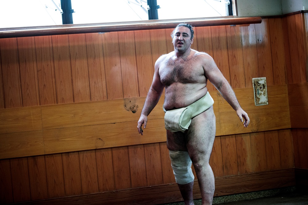 In this picture taken on August 28, 2019, Georgia-born sumo wrestler Levan Gorgadze known by his Japanese wrestling name of Tsuyoshi Tochinoshin takes a break during a training session at a sumo stable in Tokyo. u00e2u20acu201d AFP pic  