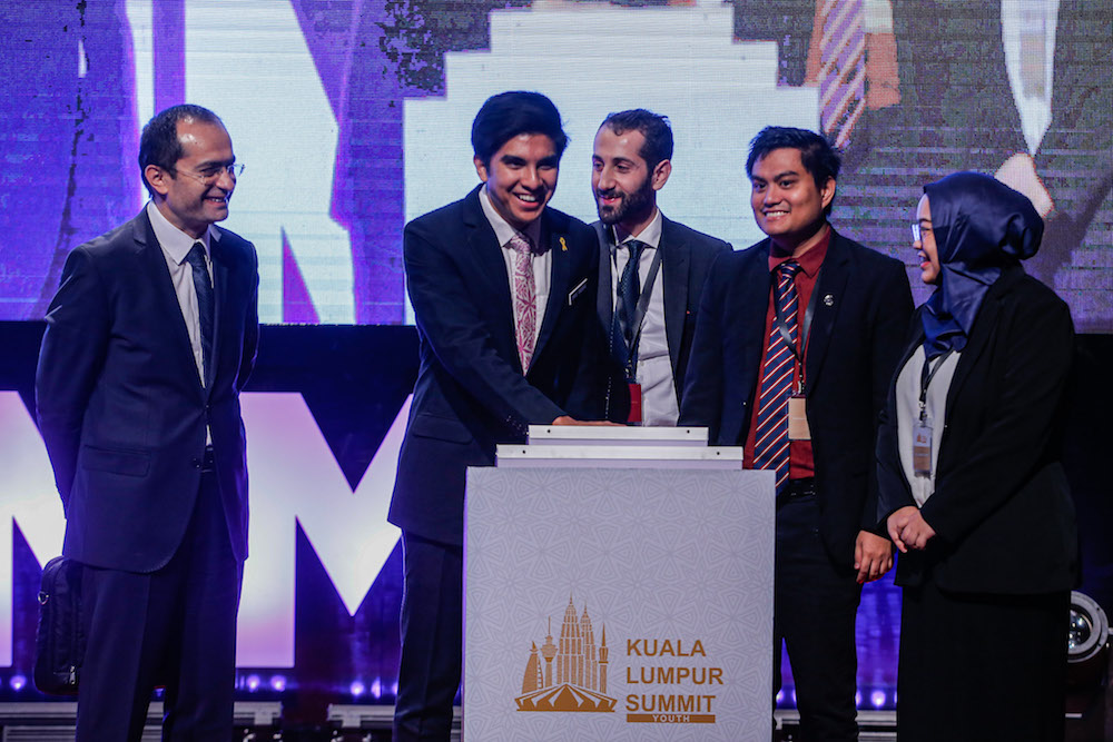 Youth and Sports Minister Syed Saddiq Abdul Rahman launches the KL Youth Summit 2019 at the Kuala Lumpur Convention Centre December 17, 2019. u00e2u20acu201d Picture by Hari Anggara