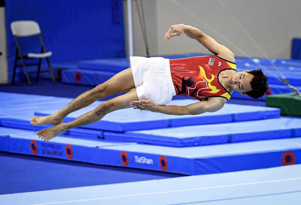 National gymnastics athlete Tan Fu Jie competes in the Men's Individual Round All Category Gym at the Manila 2019 SEA Games at the Rizal Memorial Coliseum, Manila, December 1, 2019. — Bernama pic
