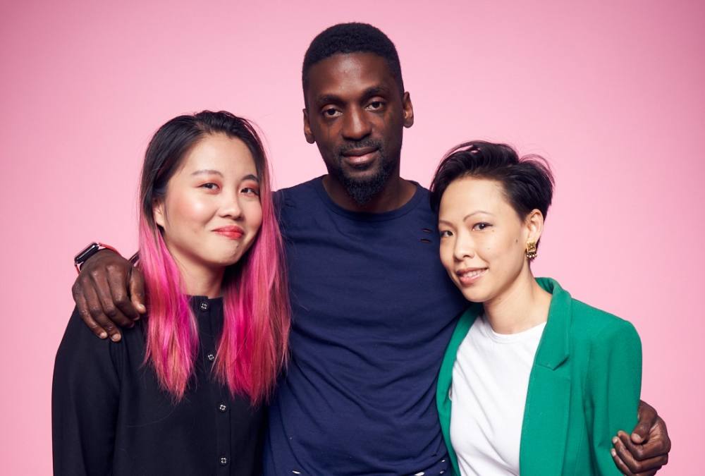 Malaysian film producers Cheyenne Tan (left) and Teng Poh Si (right) with American community activist Bruce Franks Jr. u00e2u20acu2022 Picture courtesy of Teng Poh Si