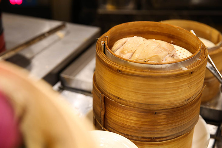 The chicken is served boneless and each portion is weighed.