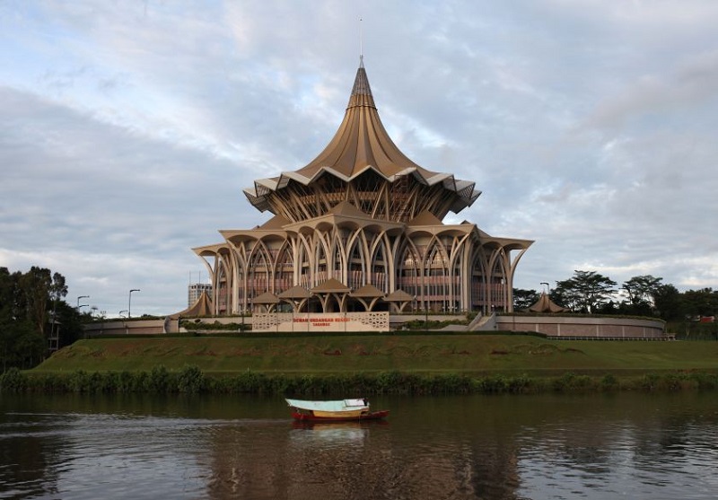 File picture shows a boat passing by the Sarawak State Legislative Assembly in Kuching. u00e2u20acu201d Reuters pic