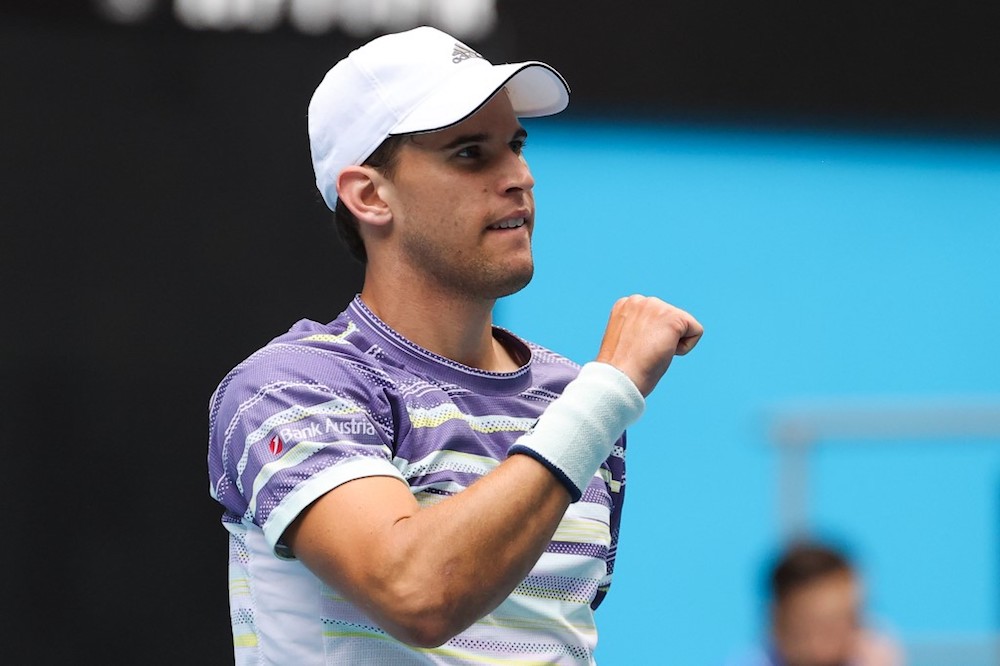 Austriau00e2u20acu2122s Dominic Thiem celebrates after victory against Australiau00e2u20acu2122s Alex Bolt during their menu00e2u20acu2122s singles match on day four of the Australian Open in Melbourne January 23, 2020. u00e2u20acu201d AFP pic