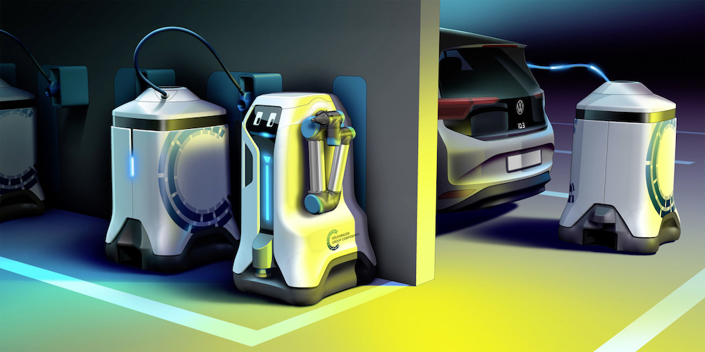 Volkswagen has revealed a mobile charging robot concept. u00e2u20acu201d Picture courtesy of Volkswagen