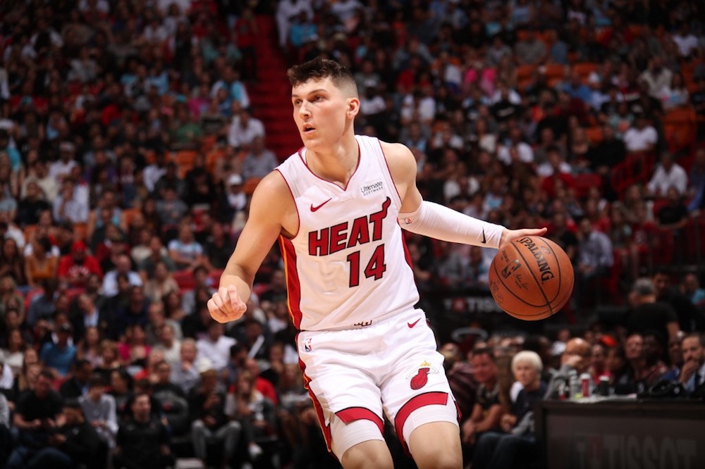 Tyler Herro of the Miami Heat handles the ball against the Toronto Raptors at American Airlines Arena in Miami January 2, 2020. u00e2u20acu201d AFP pic