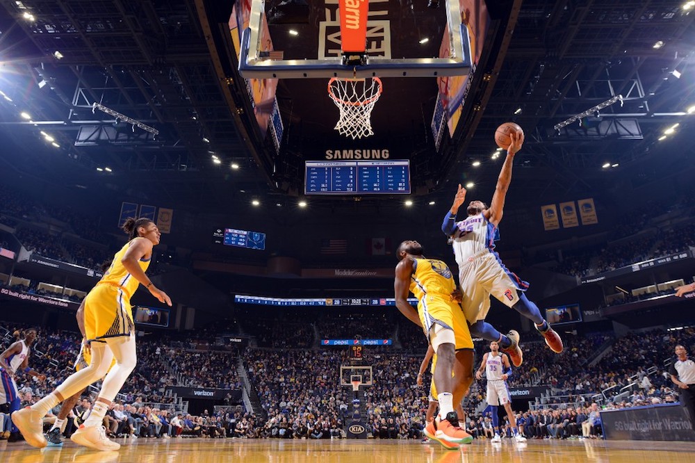 Derrick Rose of the Detroit Pistons shoots the ball during the game against the Golden State Warriors at Chase Centre in San Francisco January 4, 2020. u00e2u20acu201d AFP pic