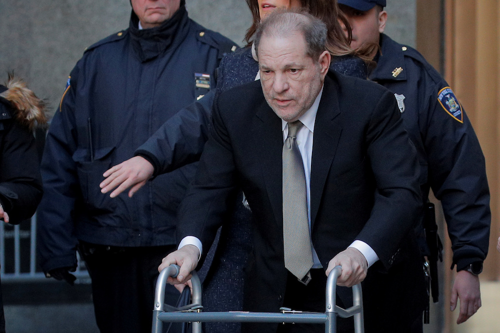 Film producer Harvey Weinstein exits for the day at New York Criminal Court for his sexual assault trial in the Manhattan borough of New York City January 8, 2020. u00e2u20acu201d Reuters pic