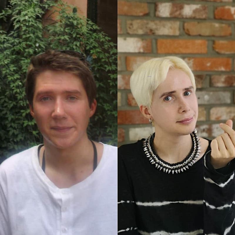 London in 2012 (left) and his current look in 2019, following 15 facial surgeries. u00e2u20acu201d Picture from Instagram/londonoli