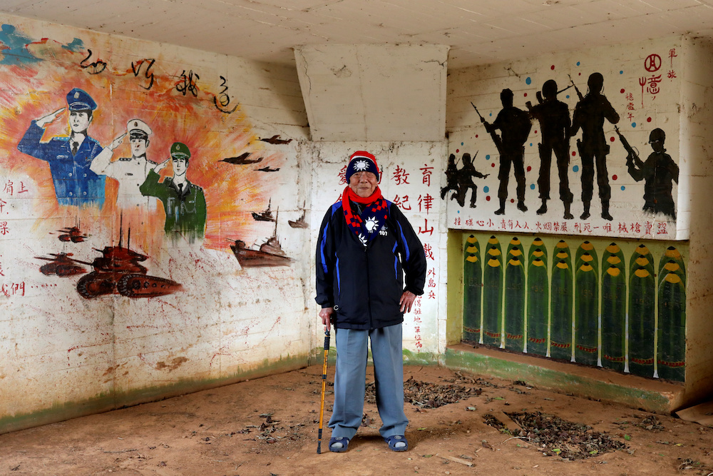 Lee Kuo-Jia, 90, a Chinese veteran who arrived in Taiwan with the Kuomintang army in 1947, poses for a photo inside a former artillery bunker in Shuang Lian Po Park, a former military zone in Taoyuan December 27, 2019. — Reuters pic