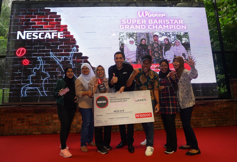 Super Barista Grand Champion ‘Bestcafé’ of Universiti Utara took home the RM20,000 prize. — Picture by Shafwan Zaidon 