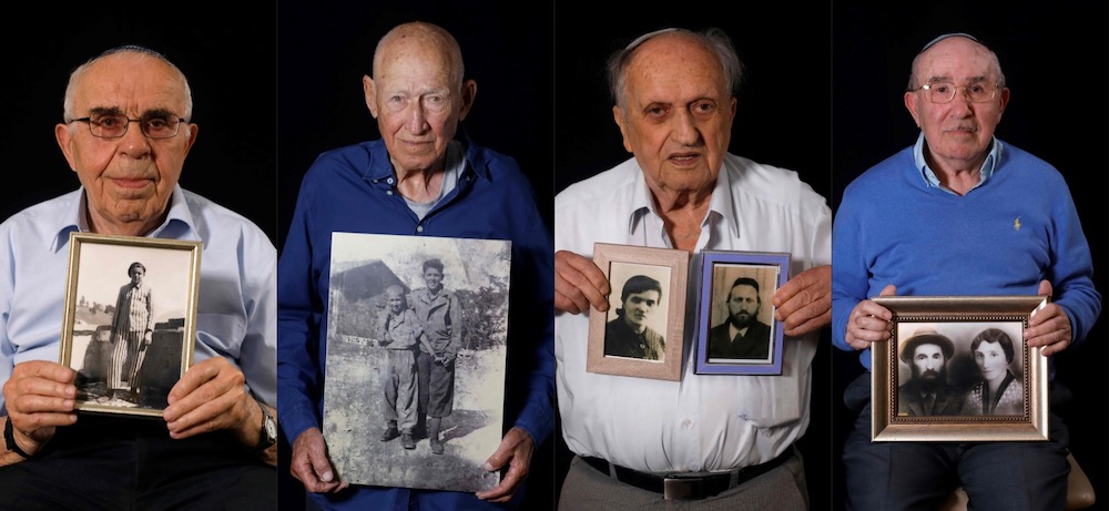 This combination of pictures shows (from left) Holocaust survivors Menahem Haberman, Danny Chanoch, Dov Landau and Szmul Icek during a photo session. u00e2u20acu201d AFP pic
