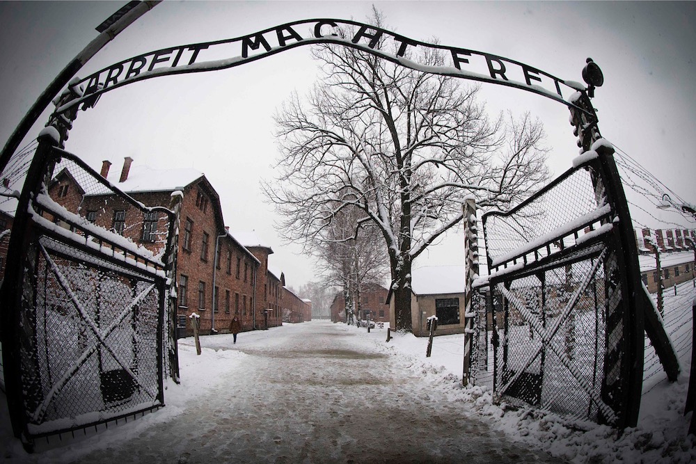 This file photo taken on January 25, 2015 in Oswiecim shows the entrance to the former Nazi concentration camp Auschwitz-Birkenau with the lettering 'Arbeit macht frei' ('Work makes you free'). u00e2u20acu201d AFP pic