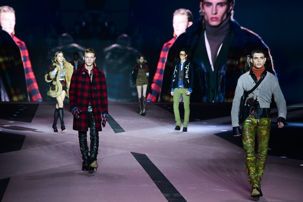 Models present creations for fashion house Dsquared2, which celebrates its 25th anniversary, during the men's fall/winter 2020/21 fashion collections in Milan on January 10, 2020. u00e2u20acu201d AFP pic