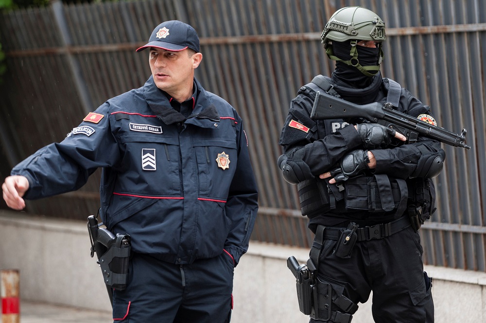 Police stand guard in front of the High Court building in Podgorica, Montenegro May 9, 2019. u00e2u20acu201d Reuters pic