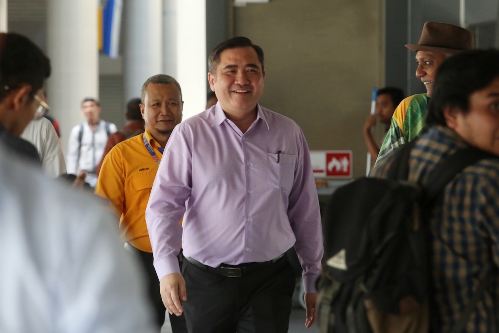 Transport Minister Anthony Loke arrives for a press conference at Pasar Seni LRT Station in Kuala Lumpur January 6, 2020. u00e2u20acu201d Picture by Choo Choy May