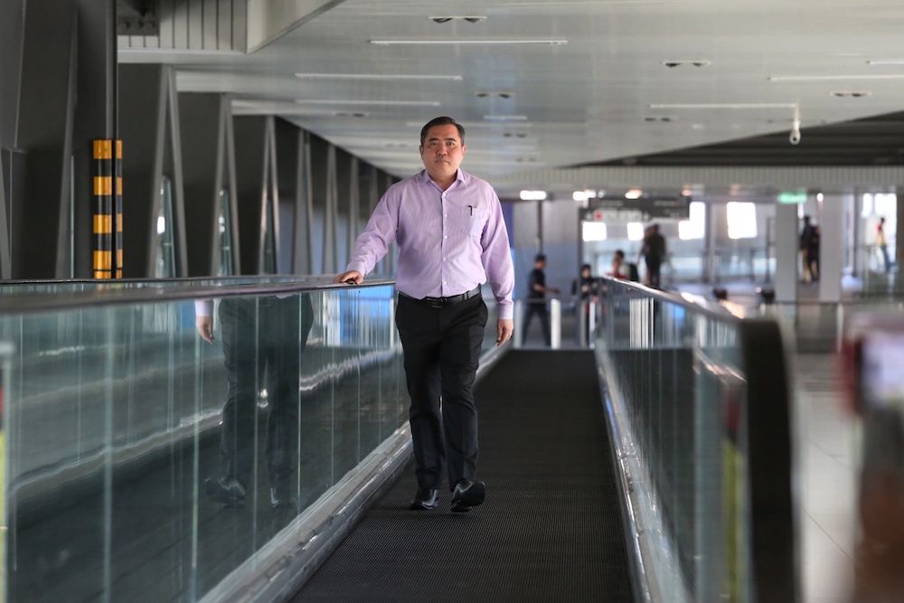Transport Minister Anthony Loke arrives for a press conference at Pasar Seni LRT Station in Kuala Lumpur January 6, 2020. u00e2u20acu201d Picture by Choo Choy May