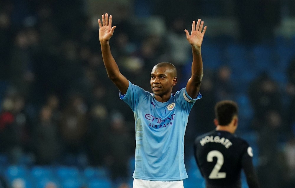 Manchester Cityu00e2u20acu2122s Fernandinho celebrates after the Premier League match with Everton at Etihad Stadium in Manchester January 1, 2020. u00e2u20acu201d Reuters pic