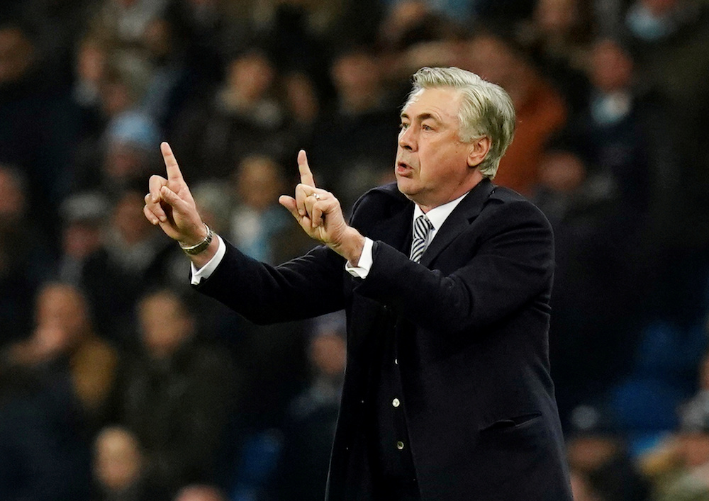 Everton manager Carlo Ancelotti reacts during the Premier League match with Manchester City at Etihad Stadium in Manchester January 1, 2020. u00e2u20acu201d Reuters pic