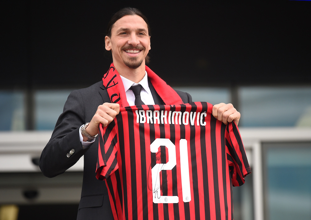 Zlatan Ibrahimovic holds up his AC Milan shirt at Casa Milan in Milan January 3, 2020. u00e2u20acu201d Reuters pic