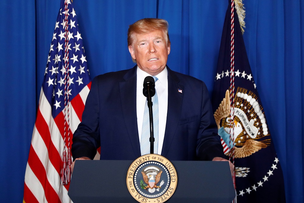 US President Donald Trump delivers remarks following the US Military airstrike against Iranian General Qassem Soleimani in Baghdad, in West Palm Beach, Florida January 3, 2020. u00e2u20acu201d Reuters pic